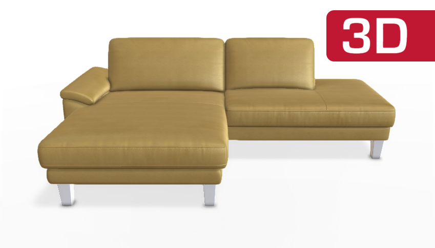 Modernes zweisitziges braunes Sofa mit Chaiselongue.
