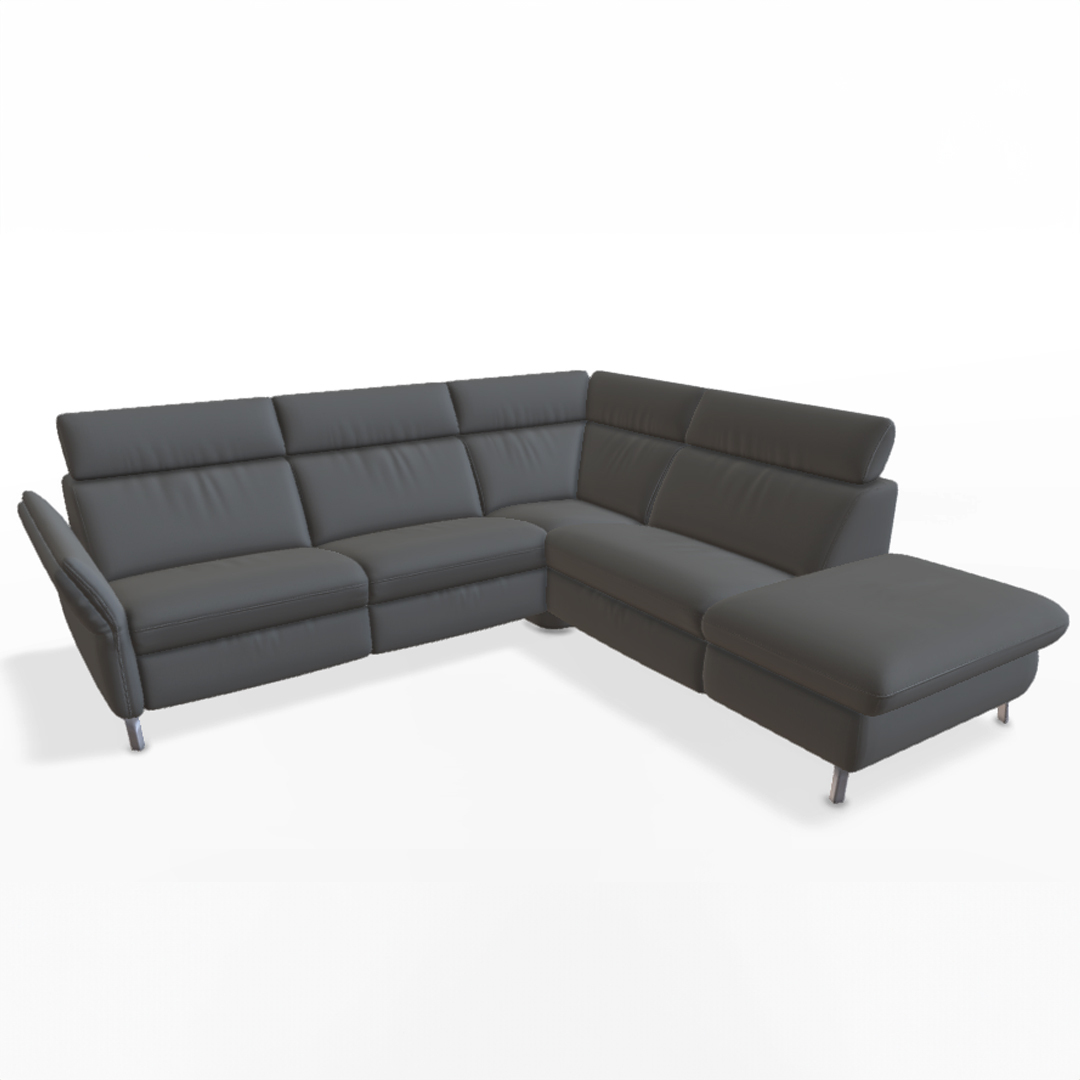 Graues L-förmiges Modulsofa mit Recamiere