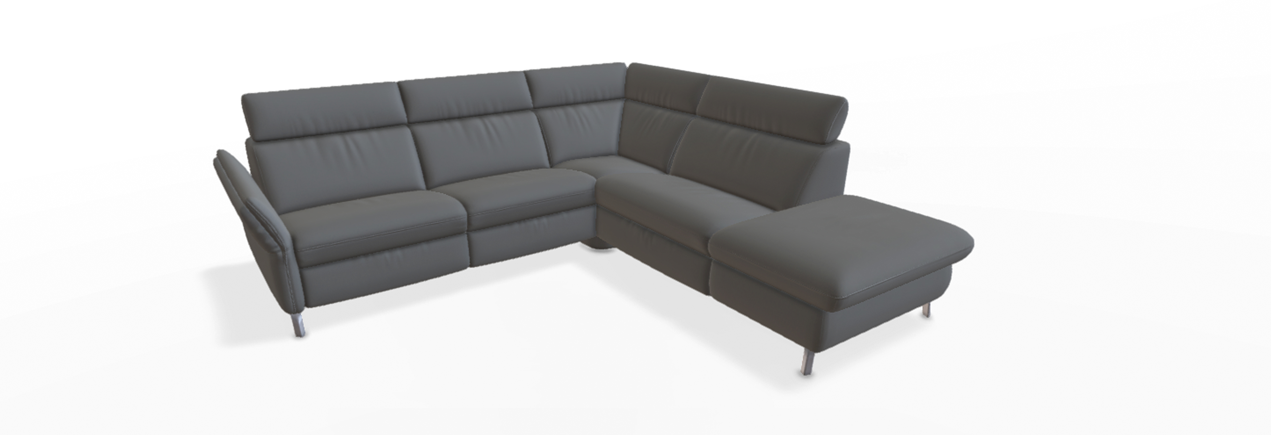 Graues, modernes, eckiges Sofa mit Chaiselongue.