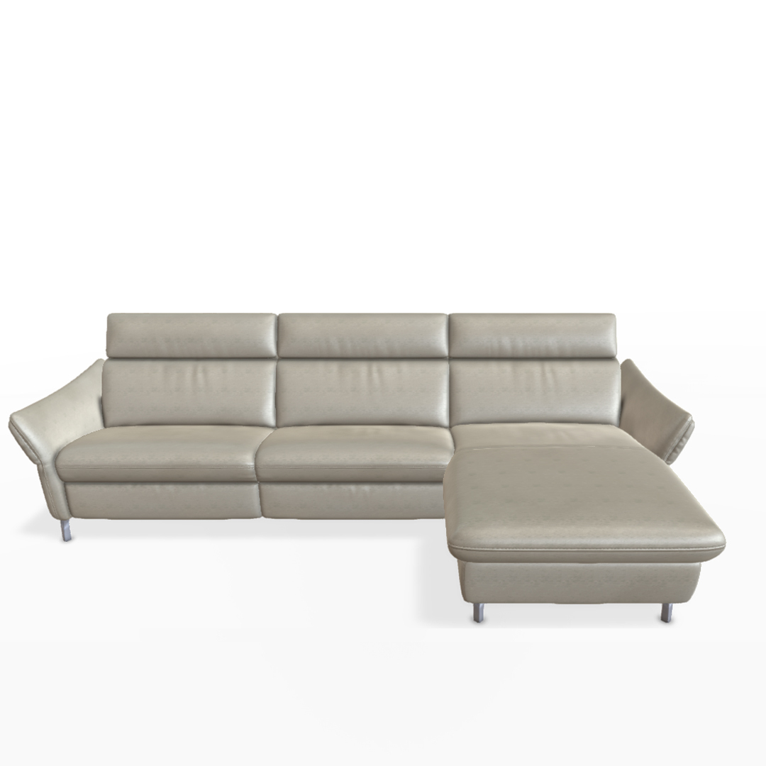 Graues Ecksofa mit Rückenlehne.