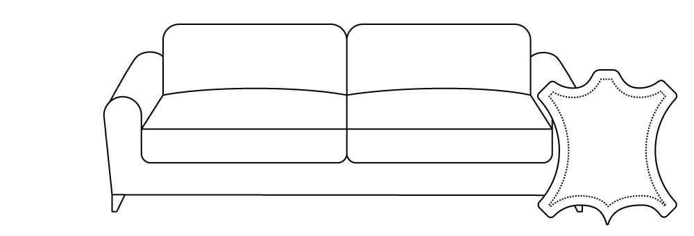 Grafik einer zweisitzigen Couch mit Armlehnen.